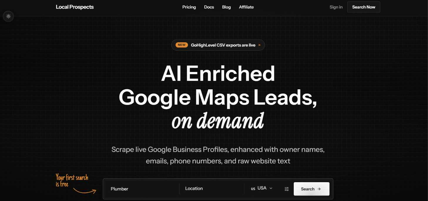 LocalProspects.ai homepage