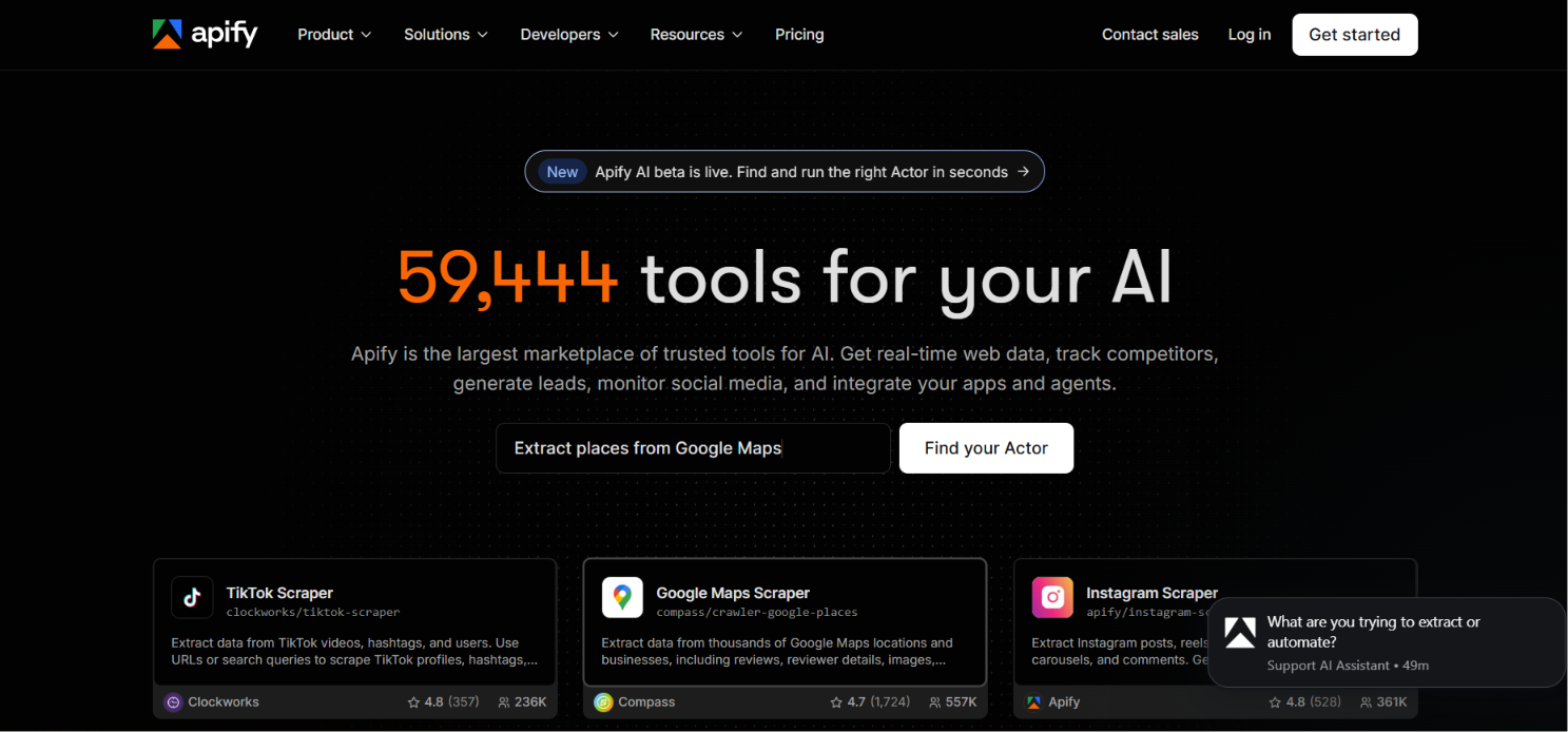 Apify homepage