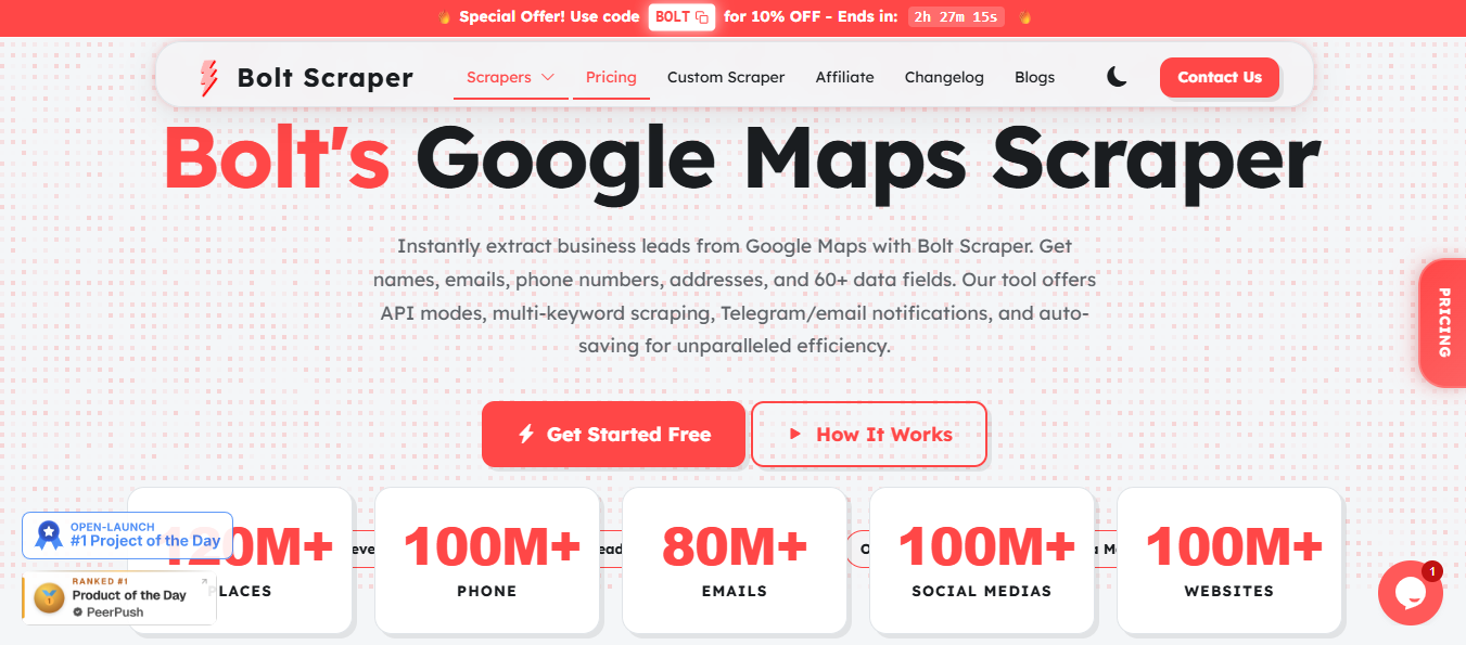 Bolt Scraper homepage