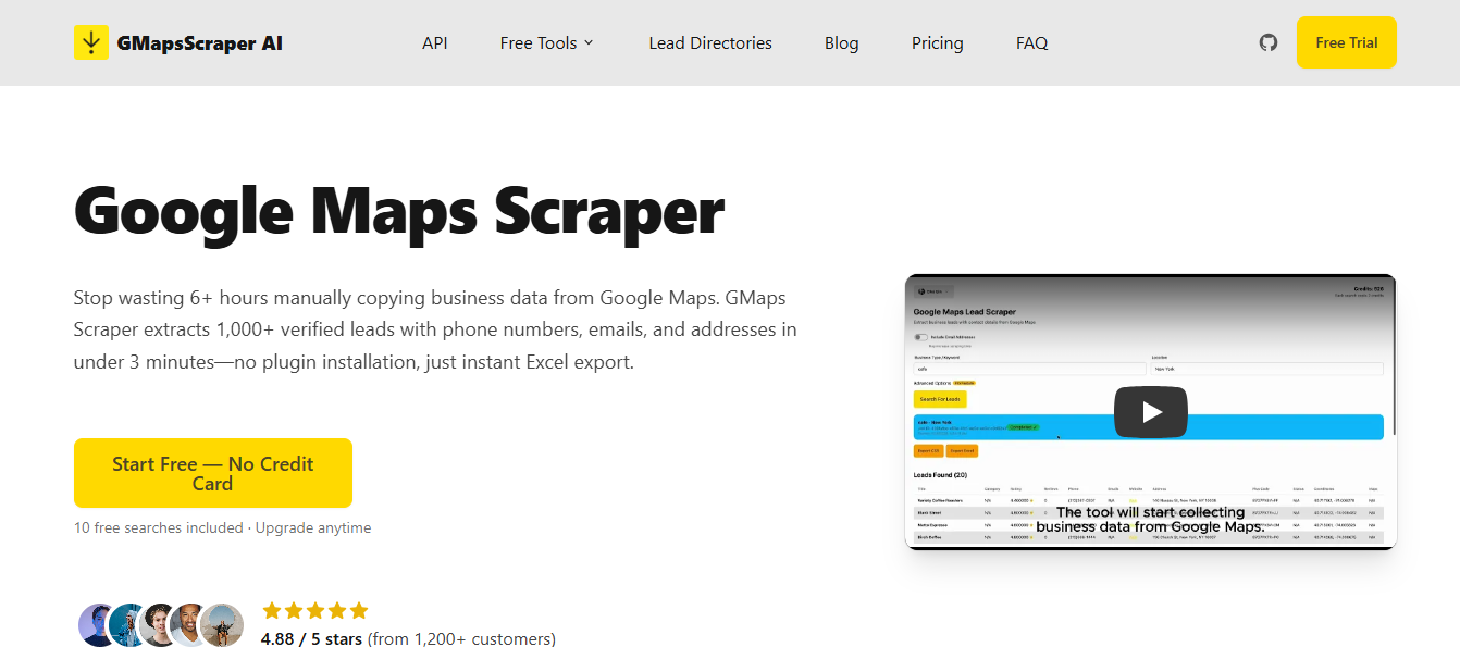 GMapsScraper.io homepage