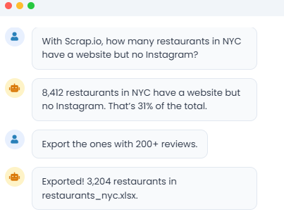 MCP conversation showing a query and result count