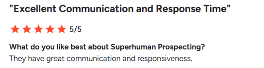 Superhuman Prospecting G2 review about communication