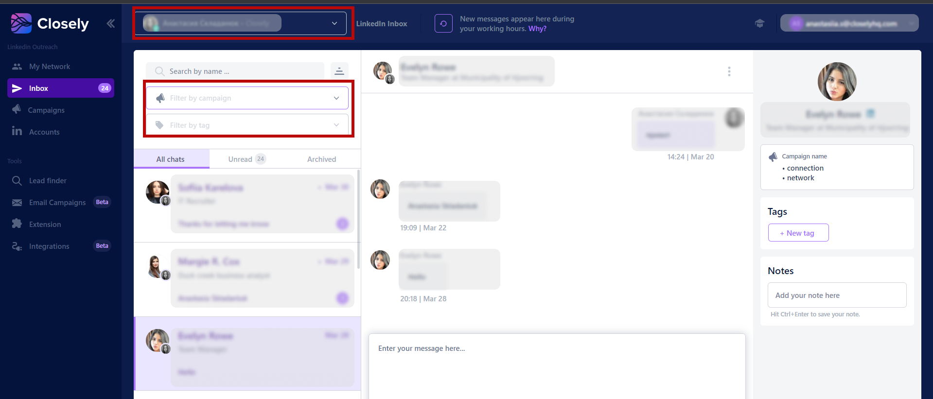 Closely smart inbox
