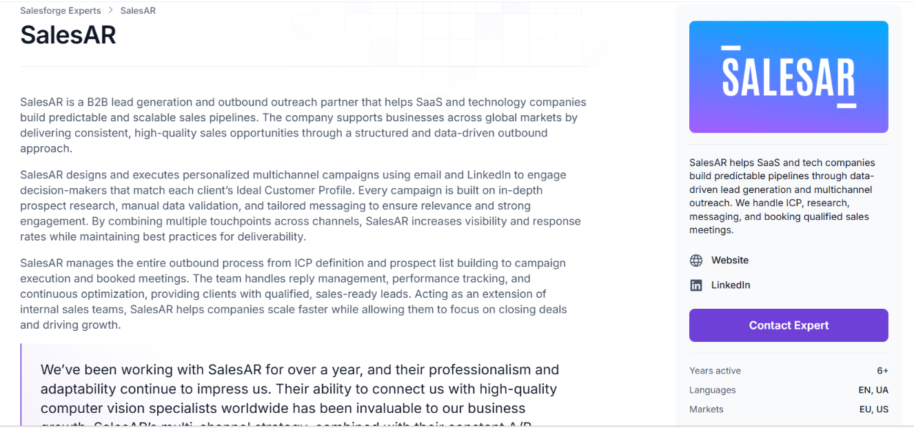 SalesAR, Forge certified partner