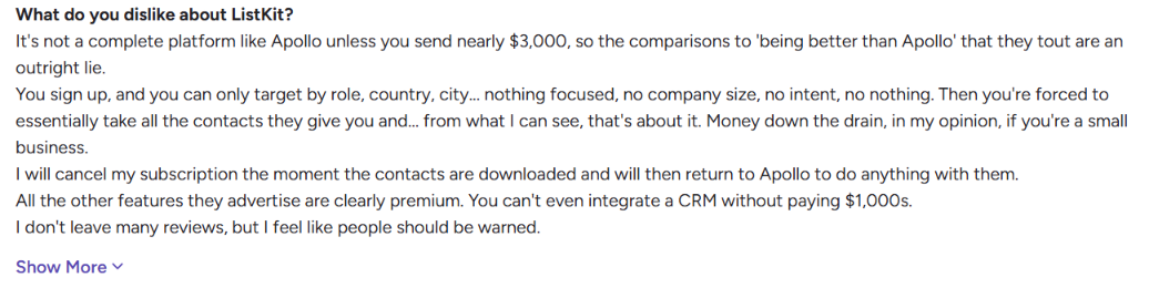 ListKit alternative G2 review about CRM