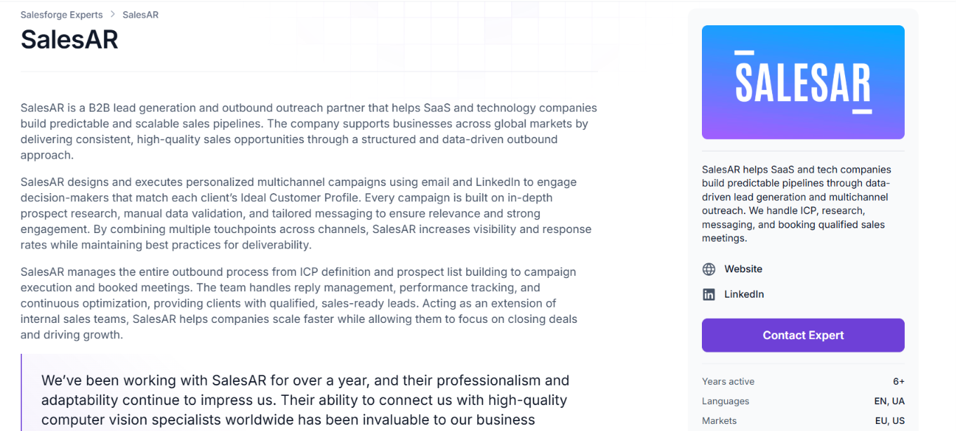 SalesAR, Forge certified partner