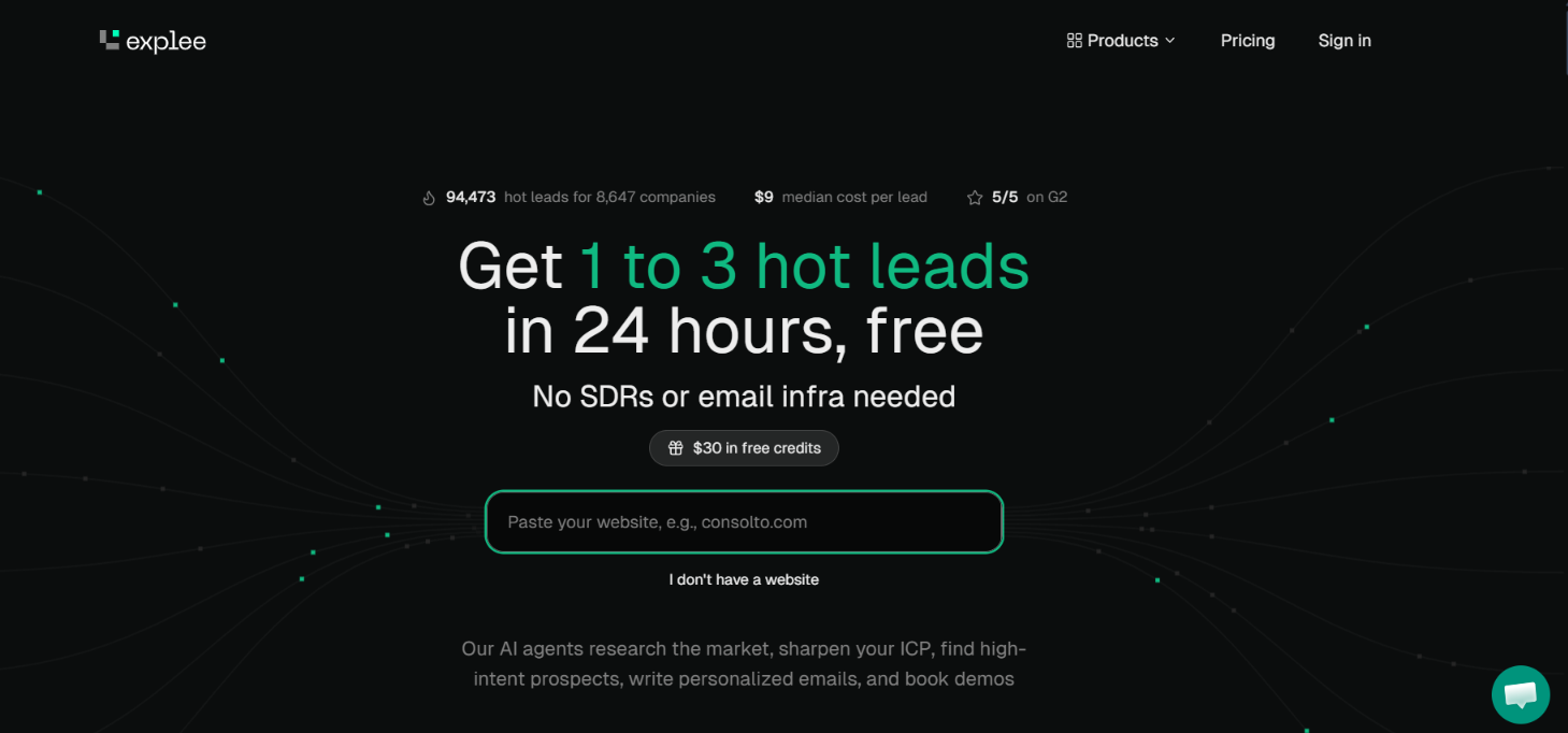 Explee AI Agent homepage