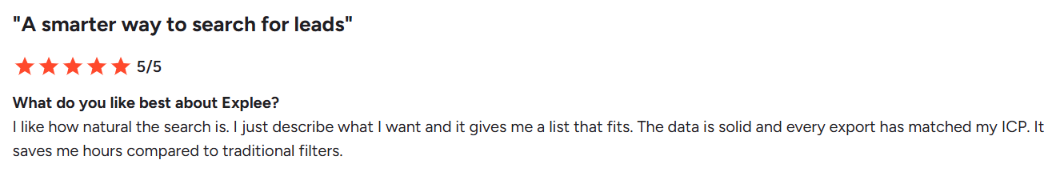 Explee G2 review about its search