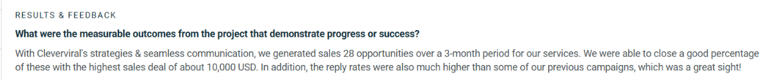 CleverViral user review on Clutch