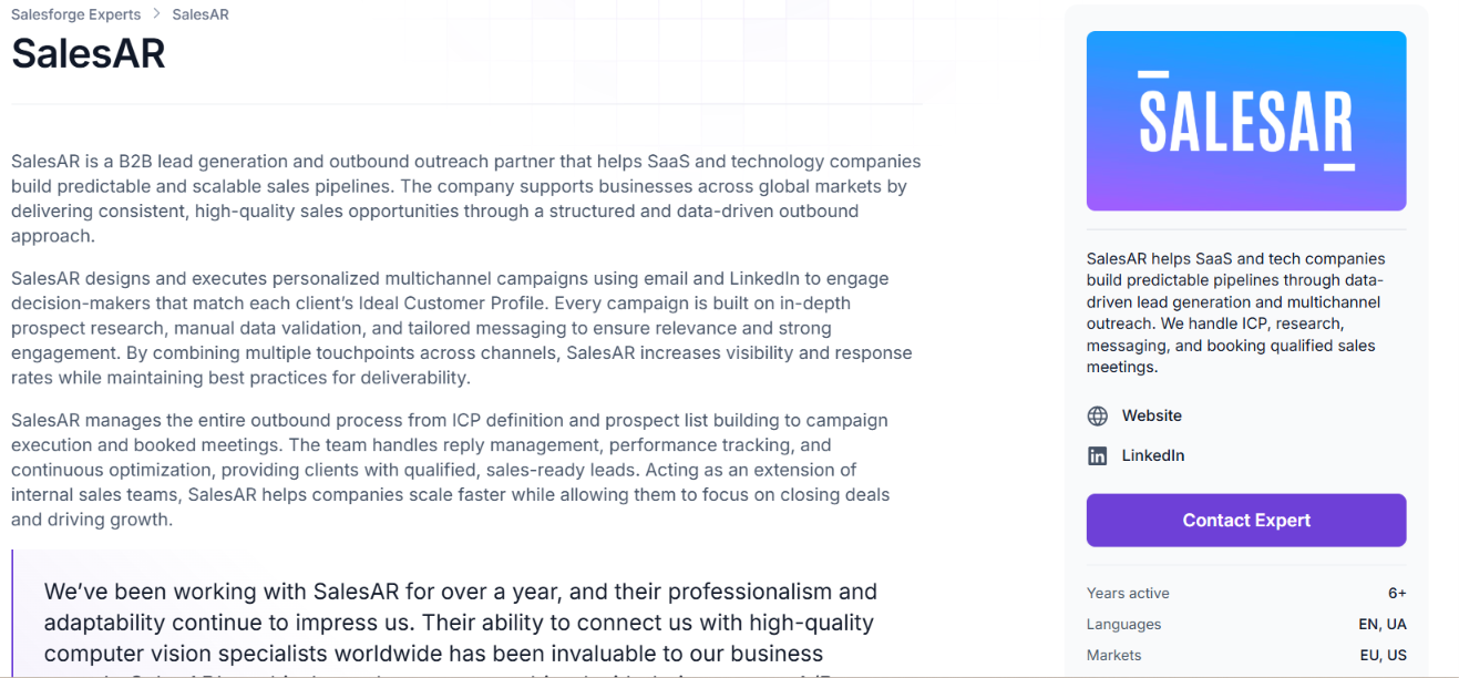 SalesAR, Forge certified partner