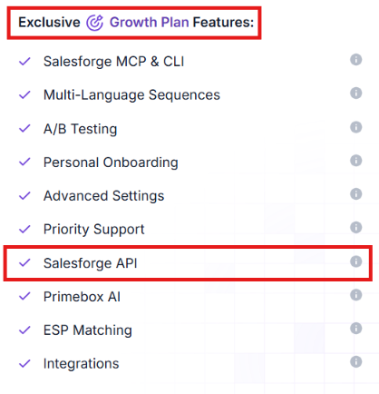 Access Salesforge API throught Salesforge growth plan