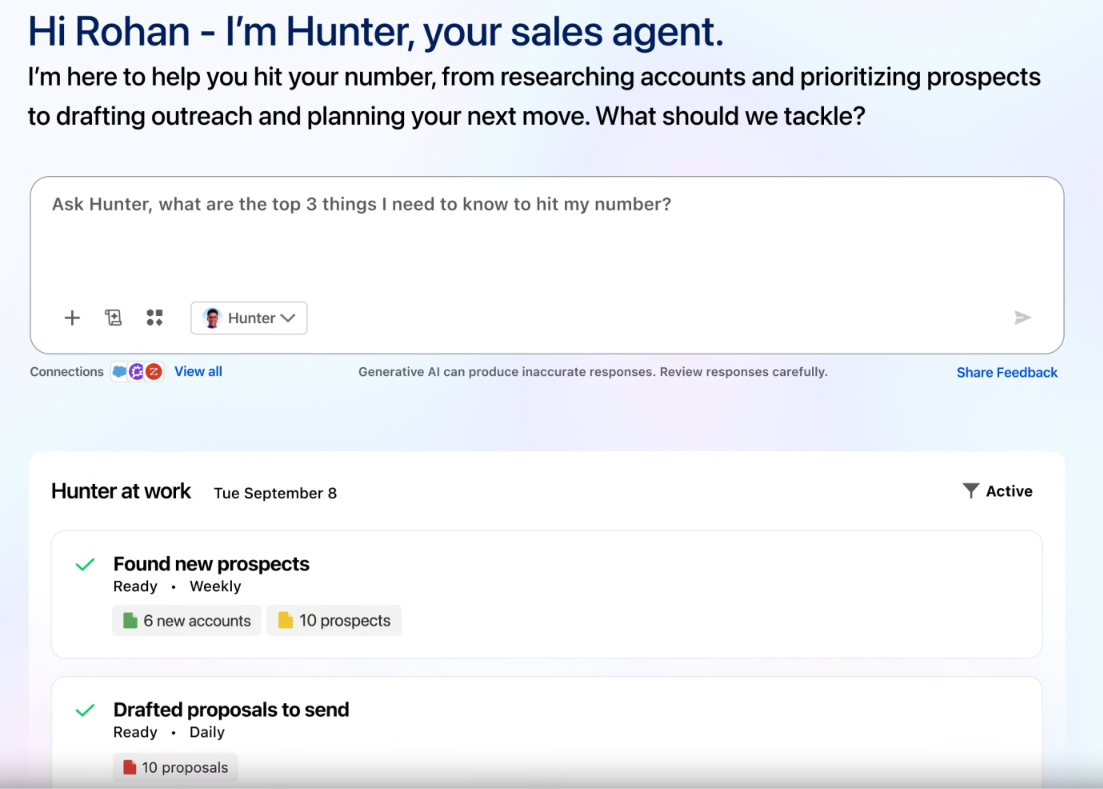 Hunter, your sales agent