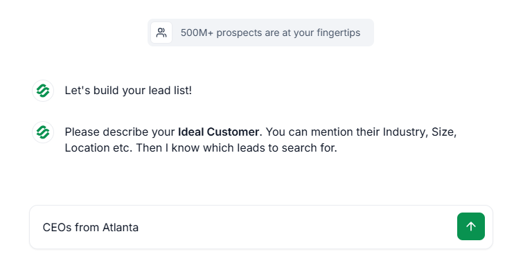 chat-based search in Leadsforge.