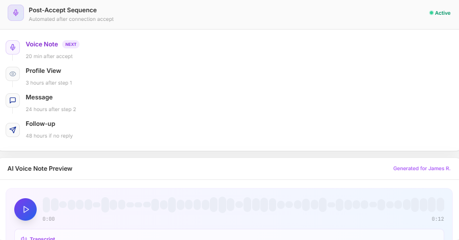 post-accept sequence in InMailer AI.