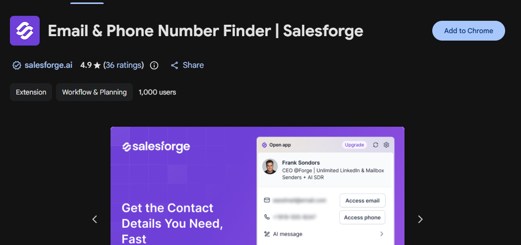 Salesforge Chrome extension.