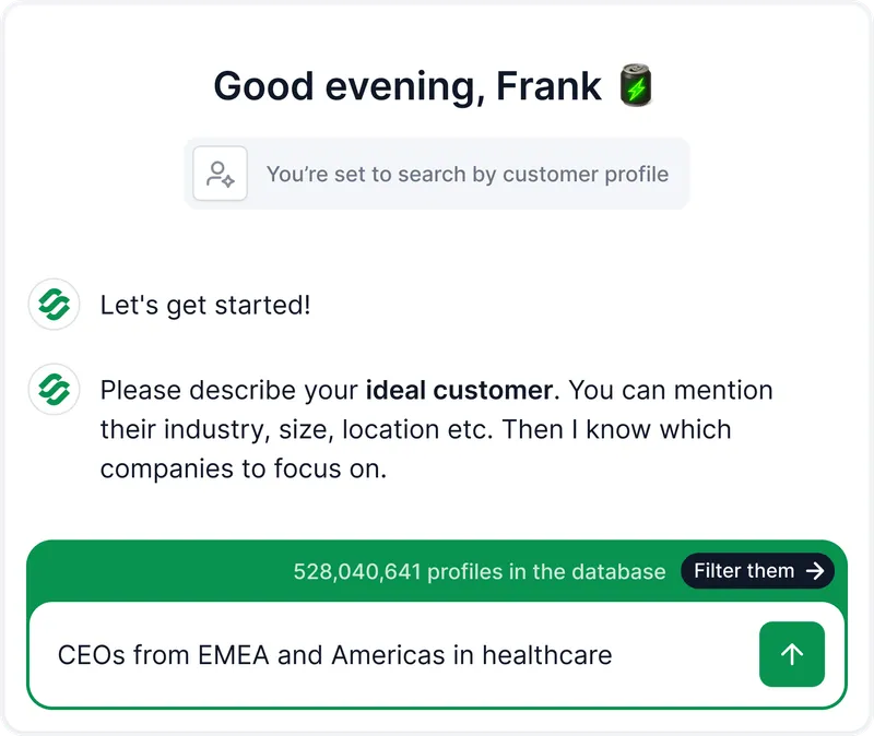 chat-based search in Leadsforge.