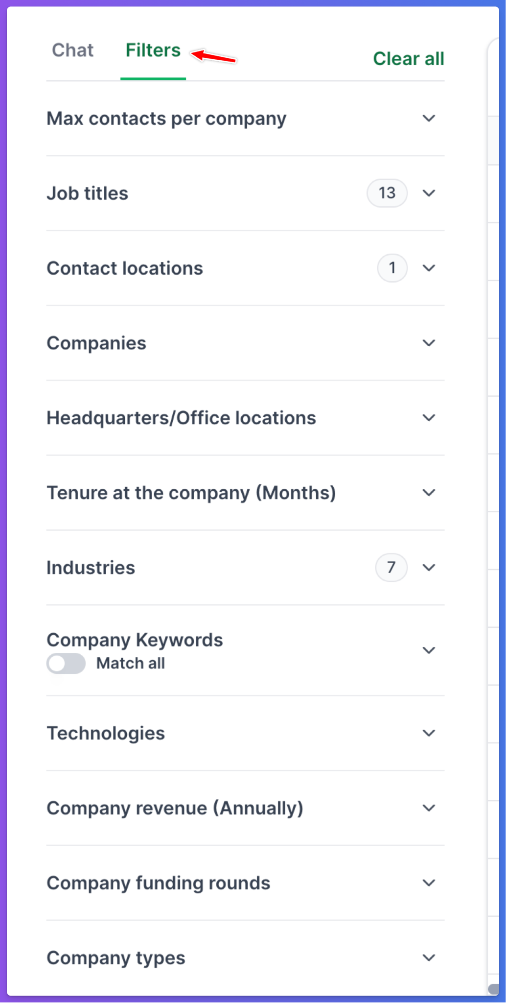 followers search in Leadsforge.
