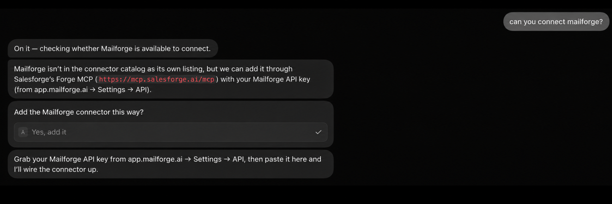 Connecting Mailforge with Grok Bot
