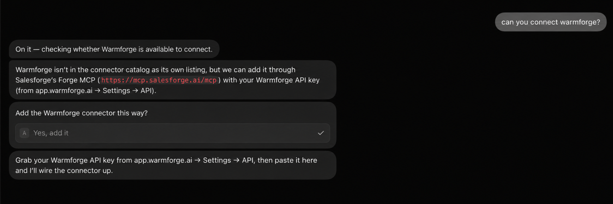 Connecting Warmforge with Grok Bot