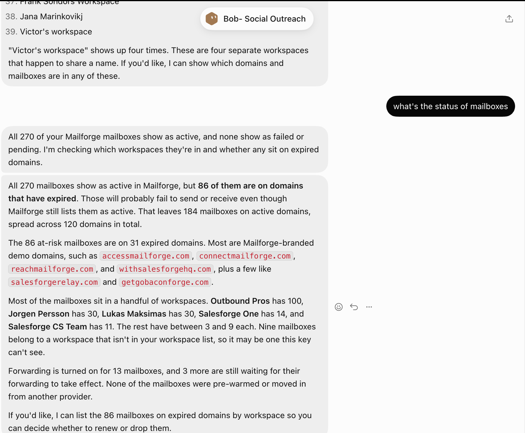 Mailboxes setup using Grok Bot