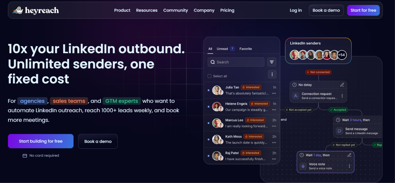HeyReach homepage
