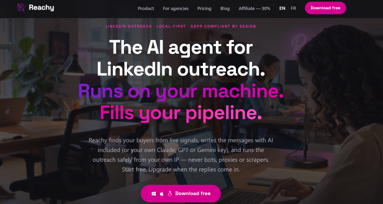 Reachy AI homepage