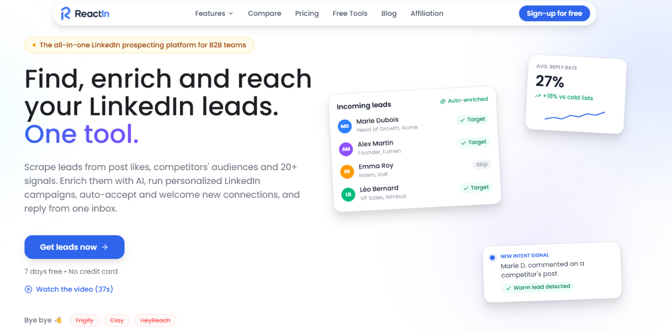 ReactIn homepage