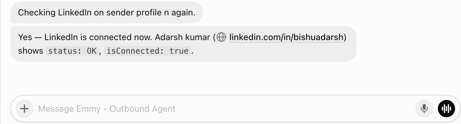 Successful LinkedIn account connection in Salesforge