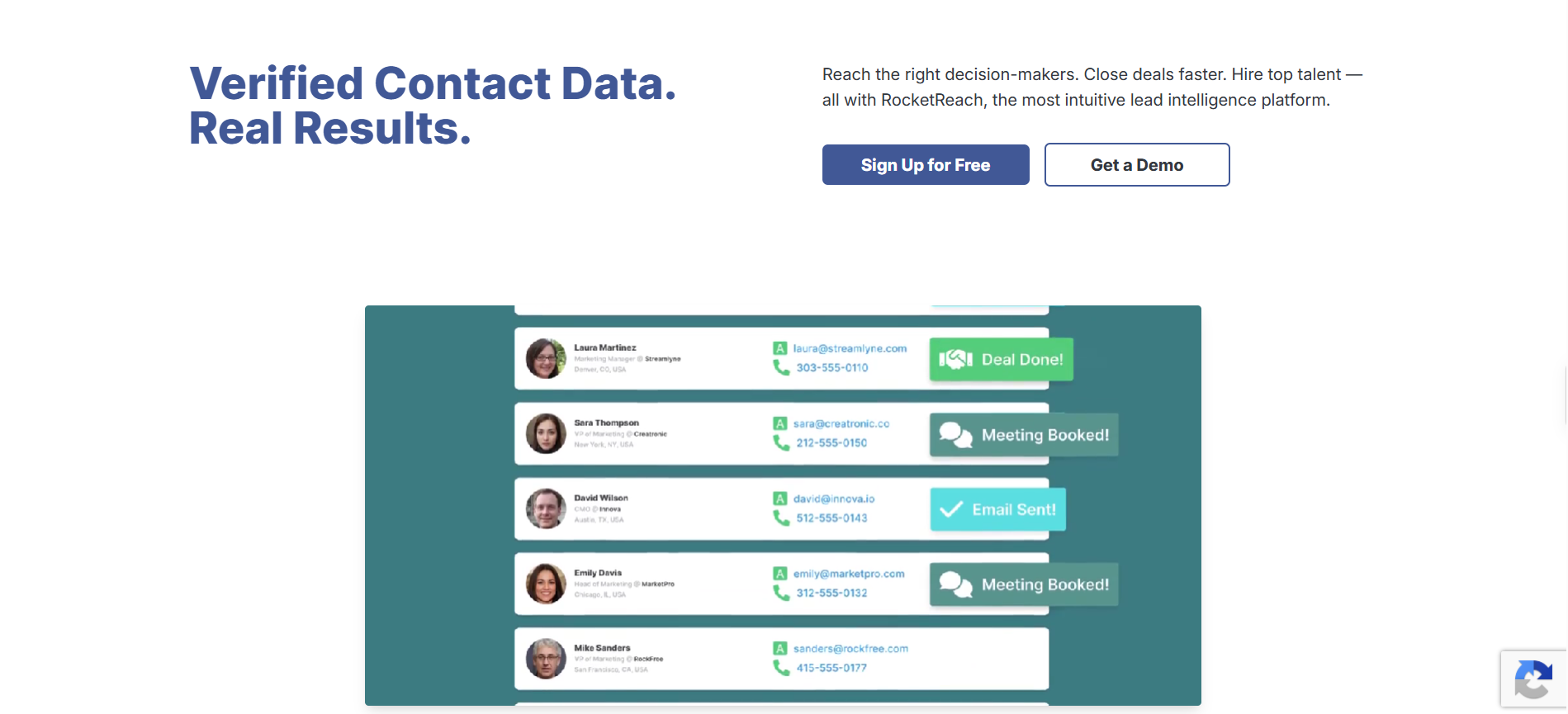 vrified contact data. real result.