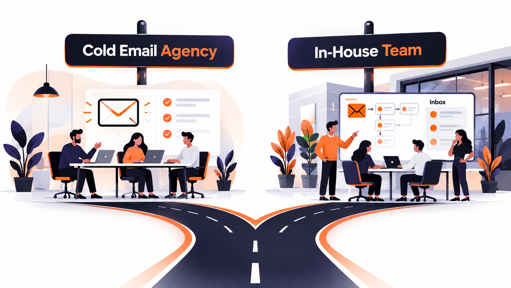 cold email agency vs in-house team