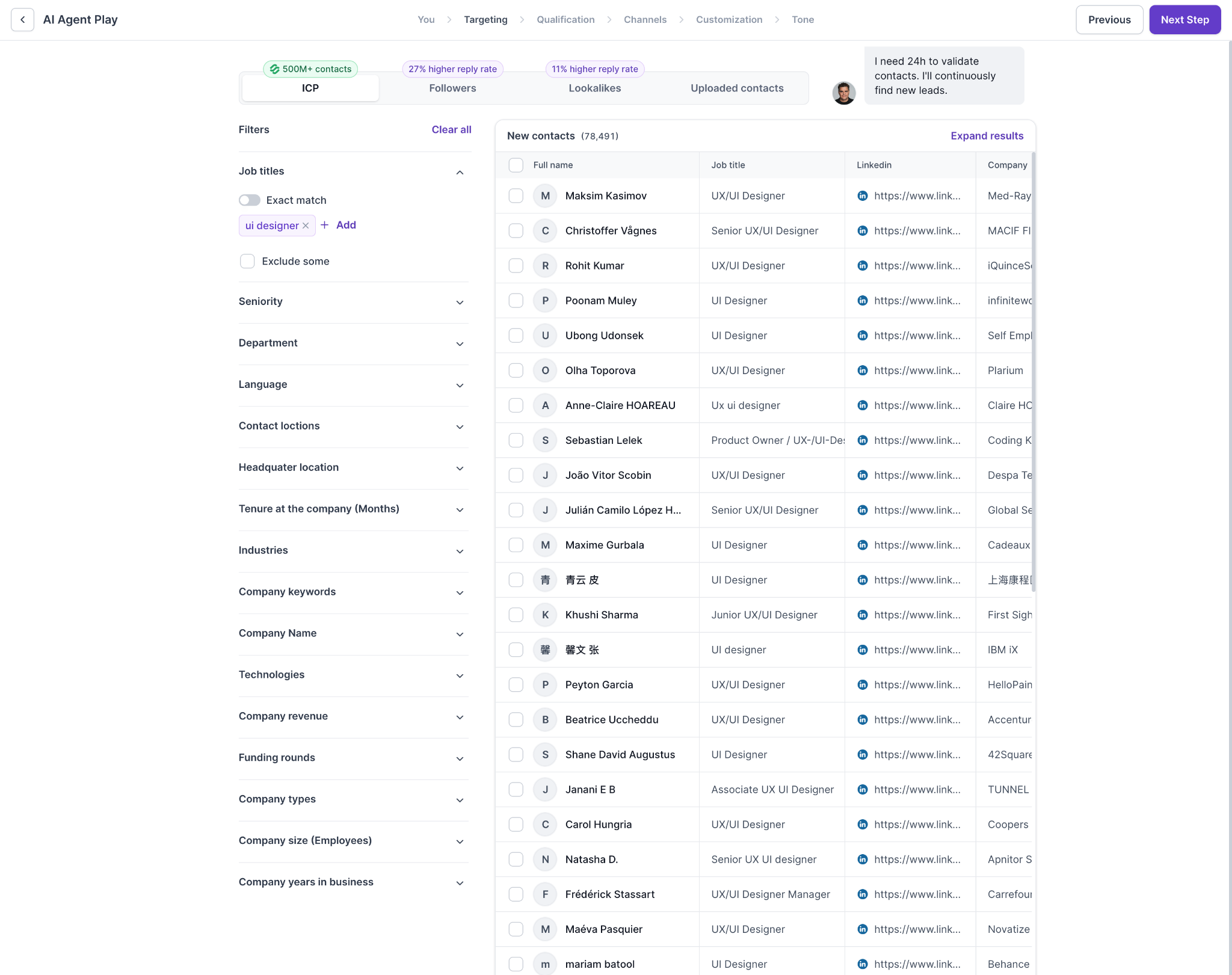 Browse potential leads using the familiar Leadsforge search interface