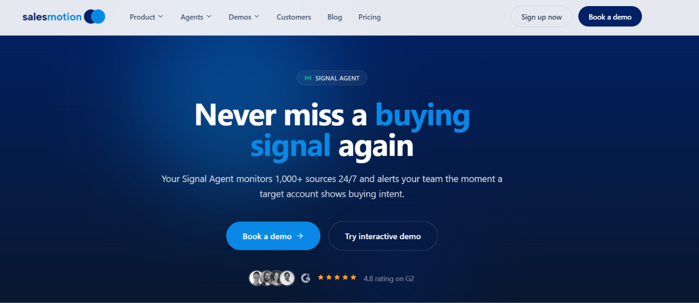 Salesmotion Signal Agent homepage