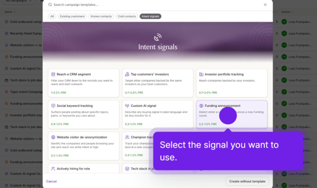 Intent signals by Artisan