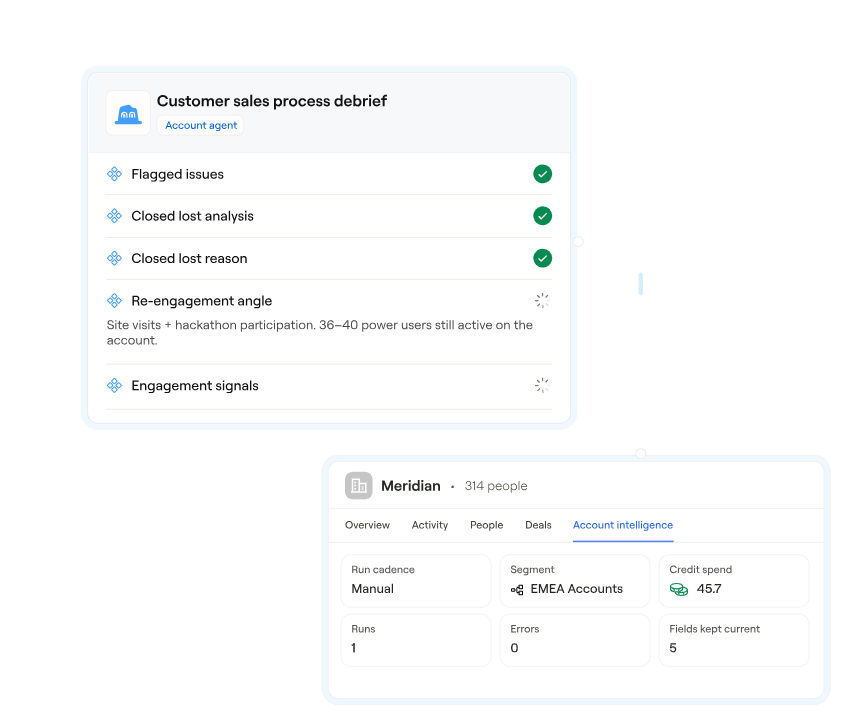 A Claygent synthesizes data from your CRM, data warehouse, Gong calls, and other signals in Audiences
