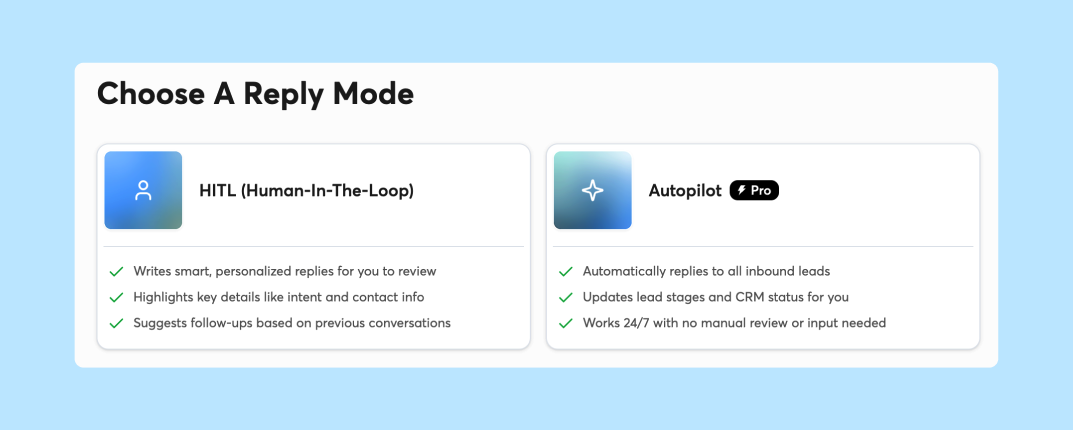 Choose reply mode on Instantly
