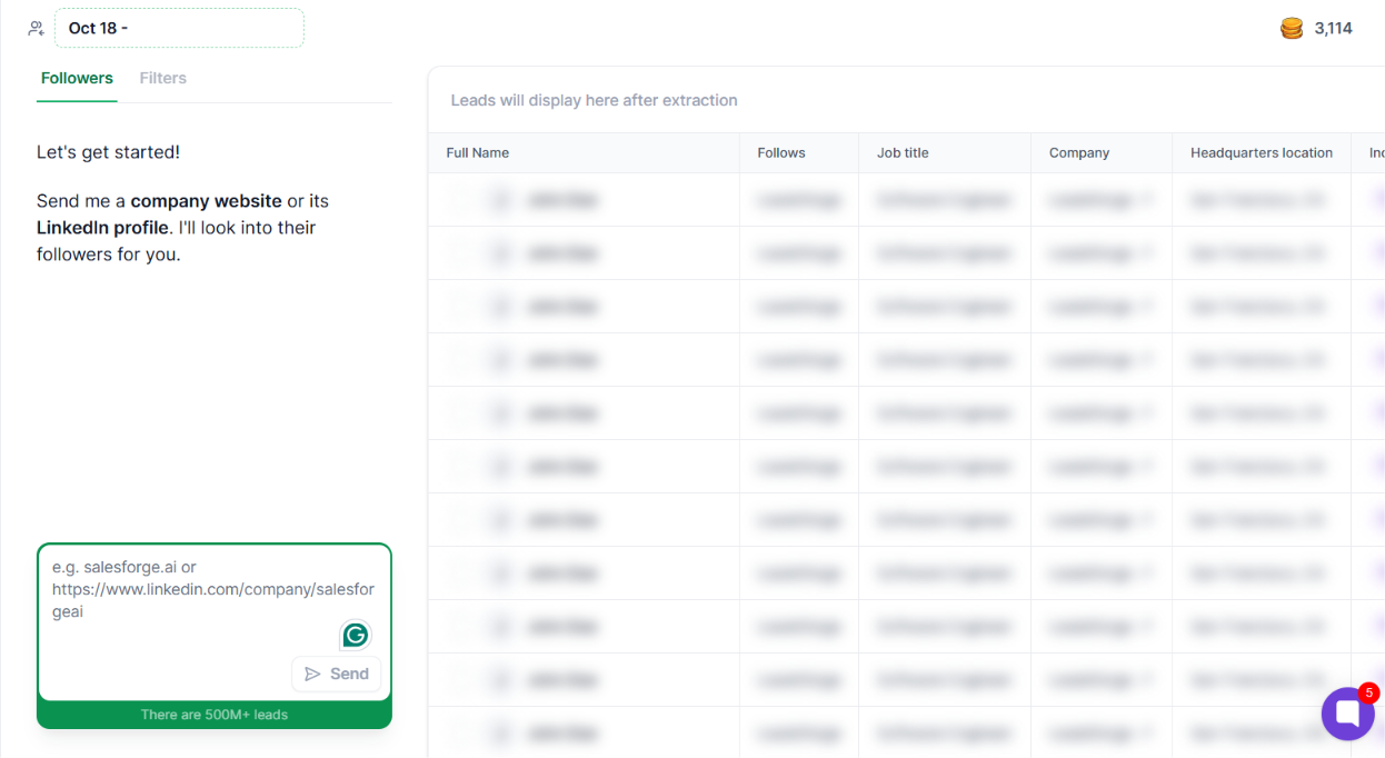 Company followers on Leadsforge