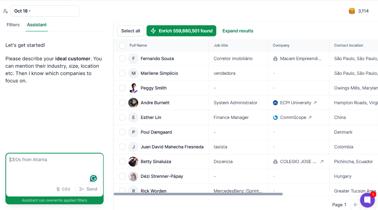 Search for leads on Leadsforge