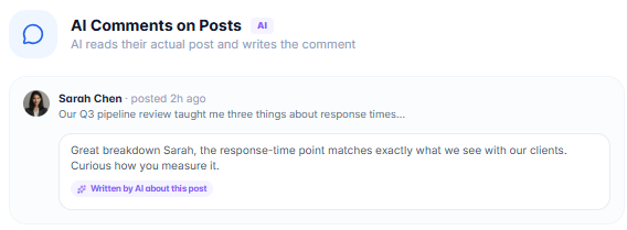 AI comment step, which writes a public comment on a prospect’s post