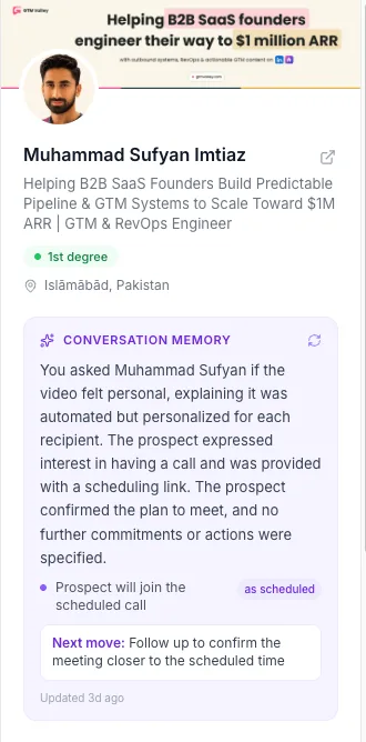 booking recorded inside a LinkedIn thread in Weezly