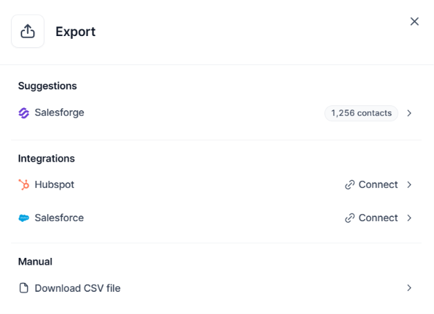 Export lead list to Salesforge