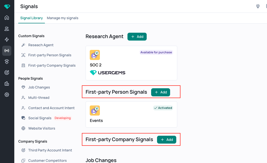 Custom First-Party Person & Company Signals on UserGems