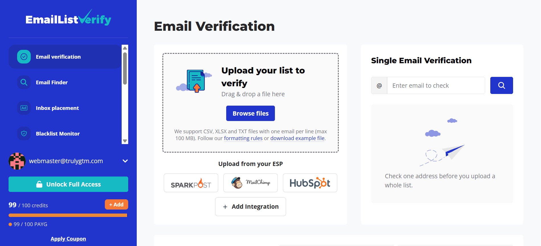 EmailListVerify Bulk List Verification