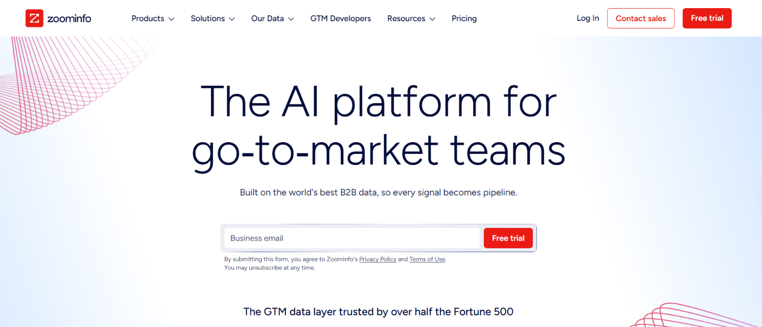 ZoomInfo homepage