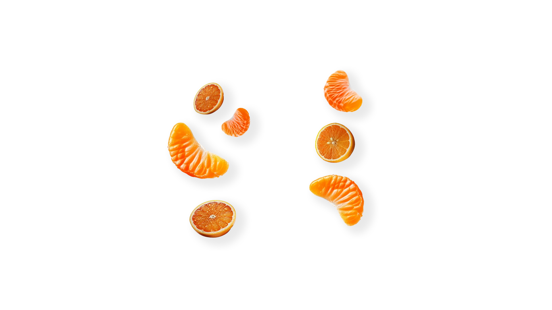 Several pieces of tangerine and orange