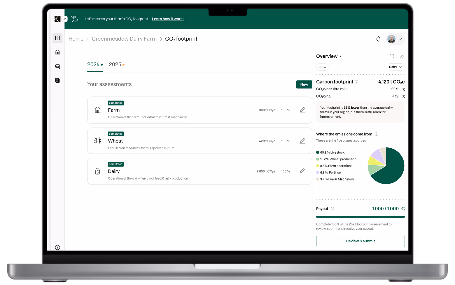 Klim Platform Mockup showing Footprint page