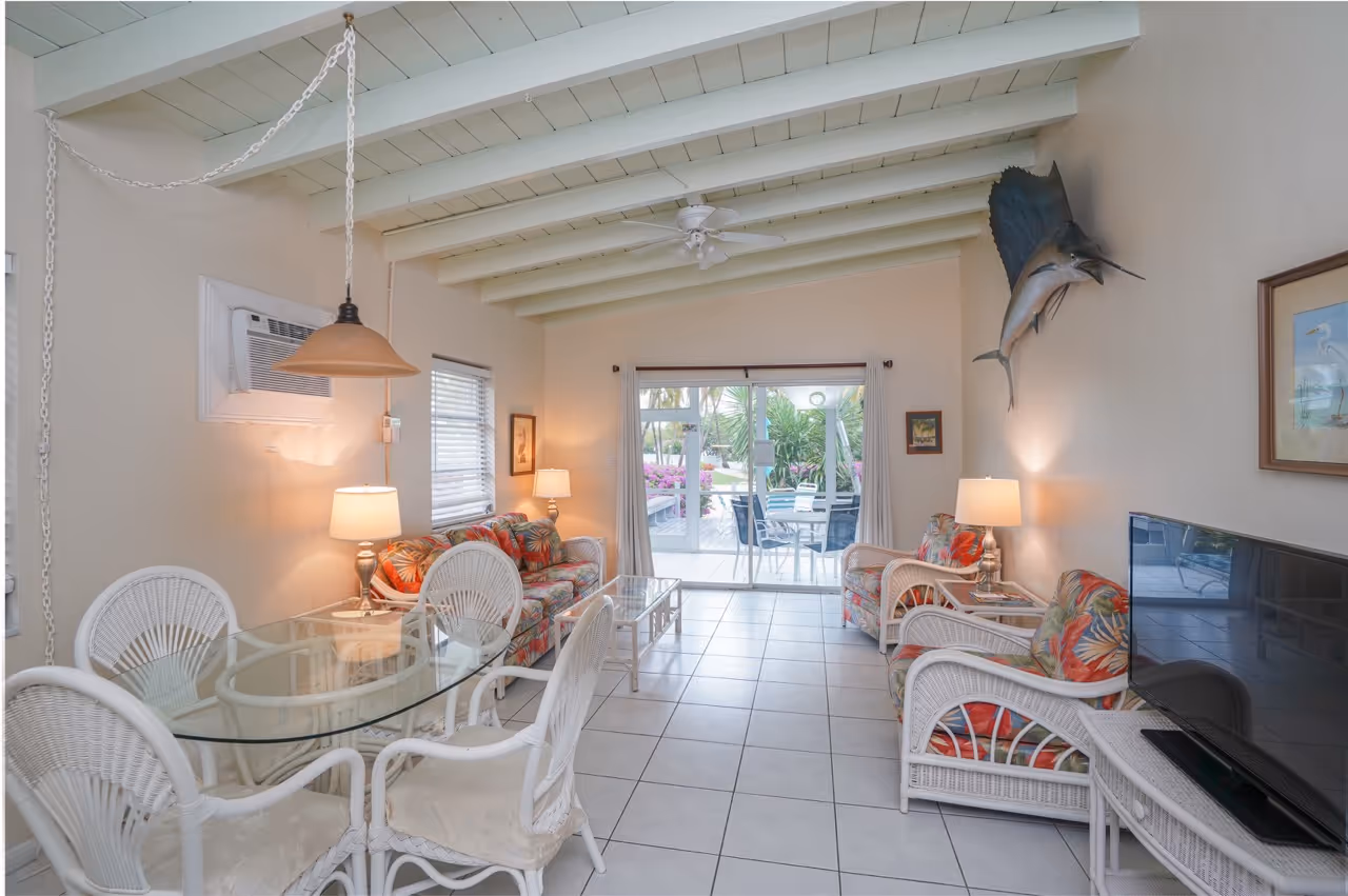 The interior of unit 5 at Kon Tiki Resort in Islamorada.