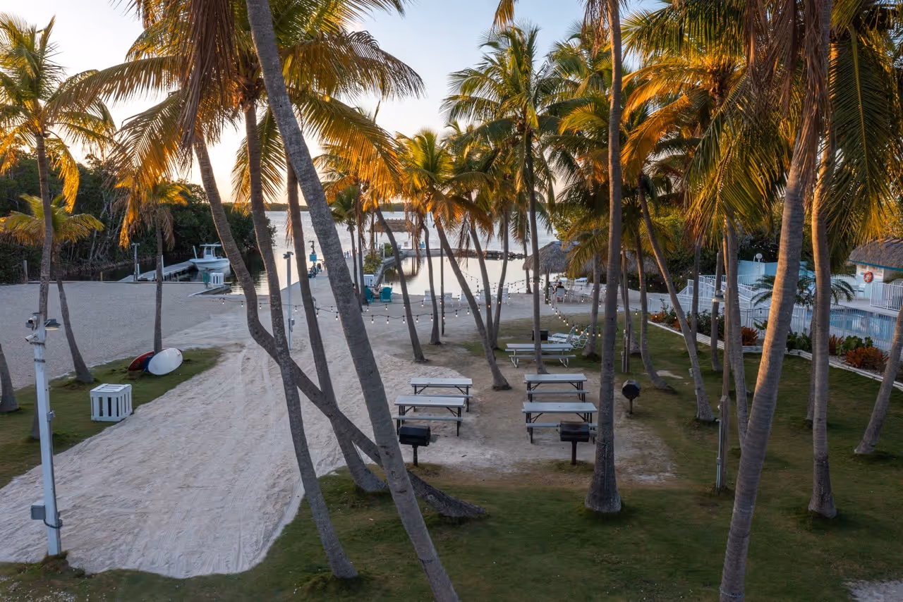 View of the picnic area at Kon Tiki Resort in Islamorada.