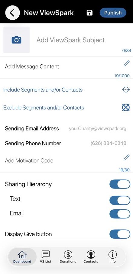 New ViewSpark send screen