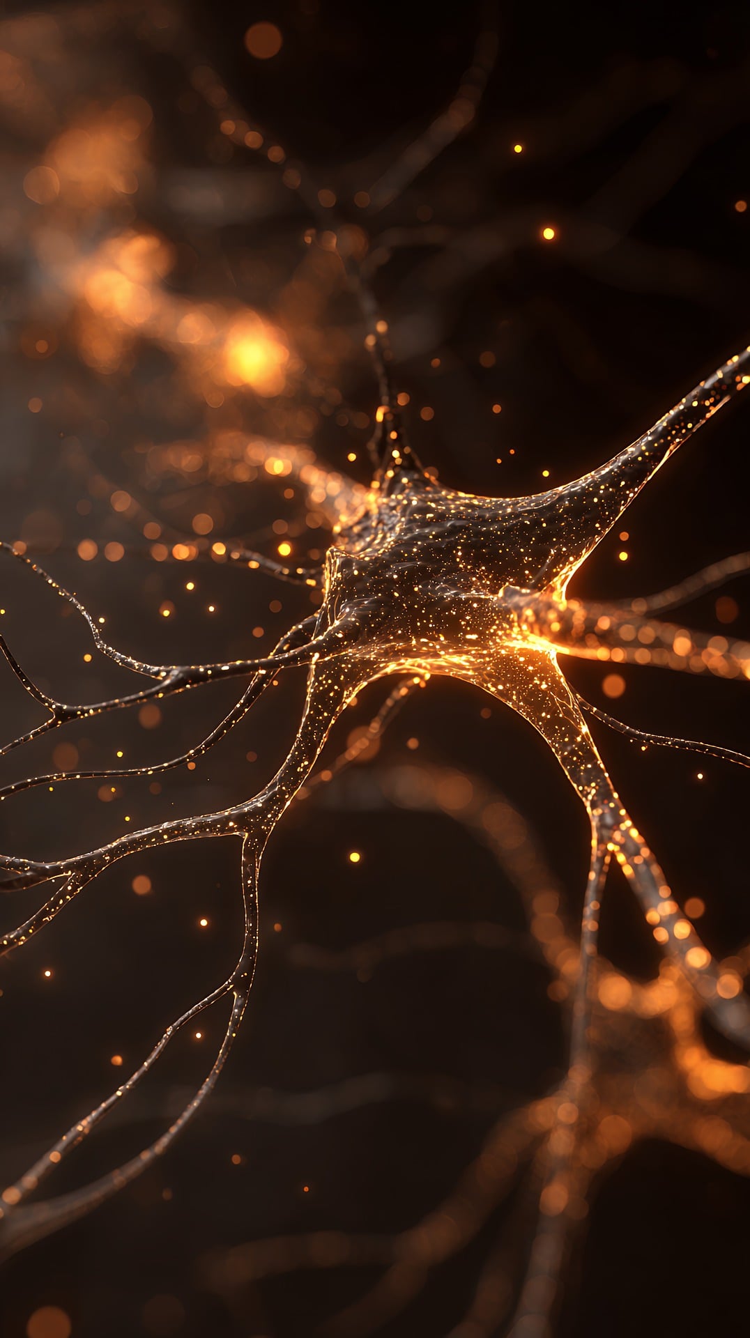 Réseau neuronal lumineux orange