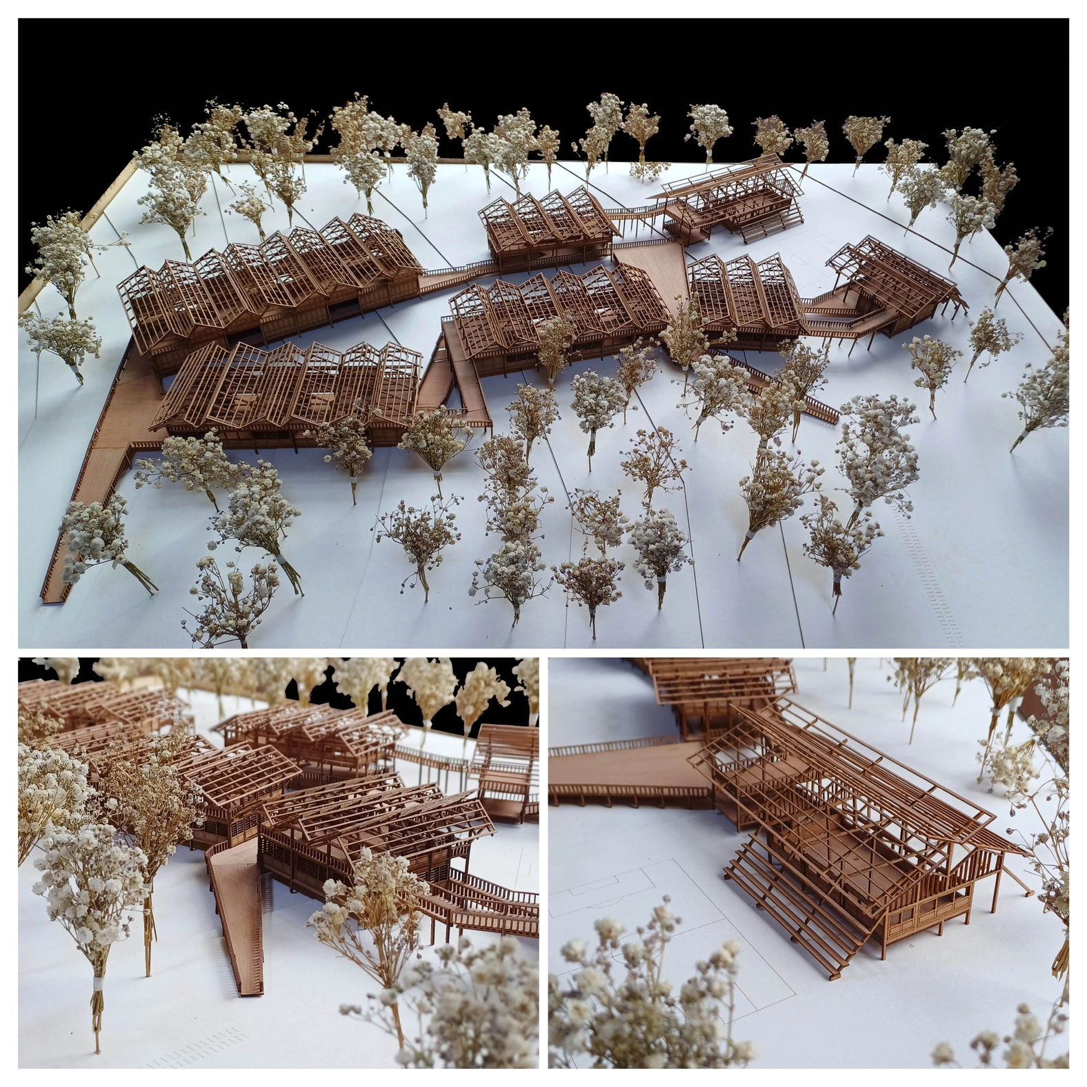 Maquette de structure bois d'un ensemble de bâtiments